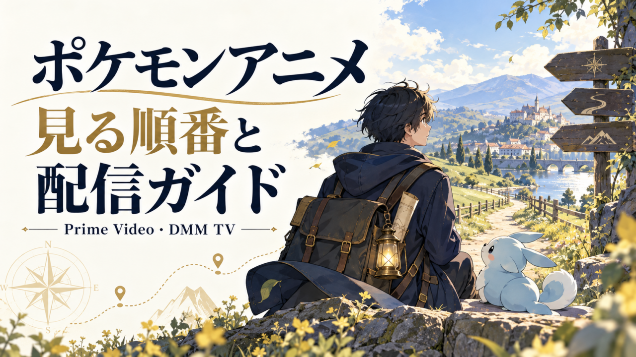 ポケモンアニメの見る順番と配信ガイド。旅をテーマにしたオリジナルのアニメ調イラスト