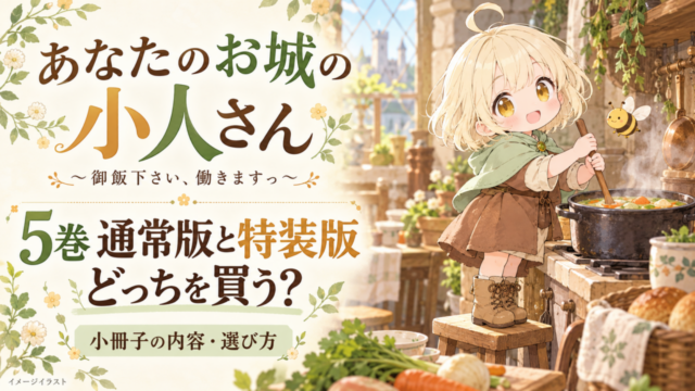 小人さんと蜂、スープ作りのイメージイラスト。あなたのお城の小人さん5巻、通常版と特装版どっちを買う？